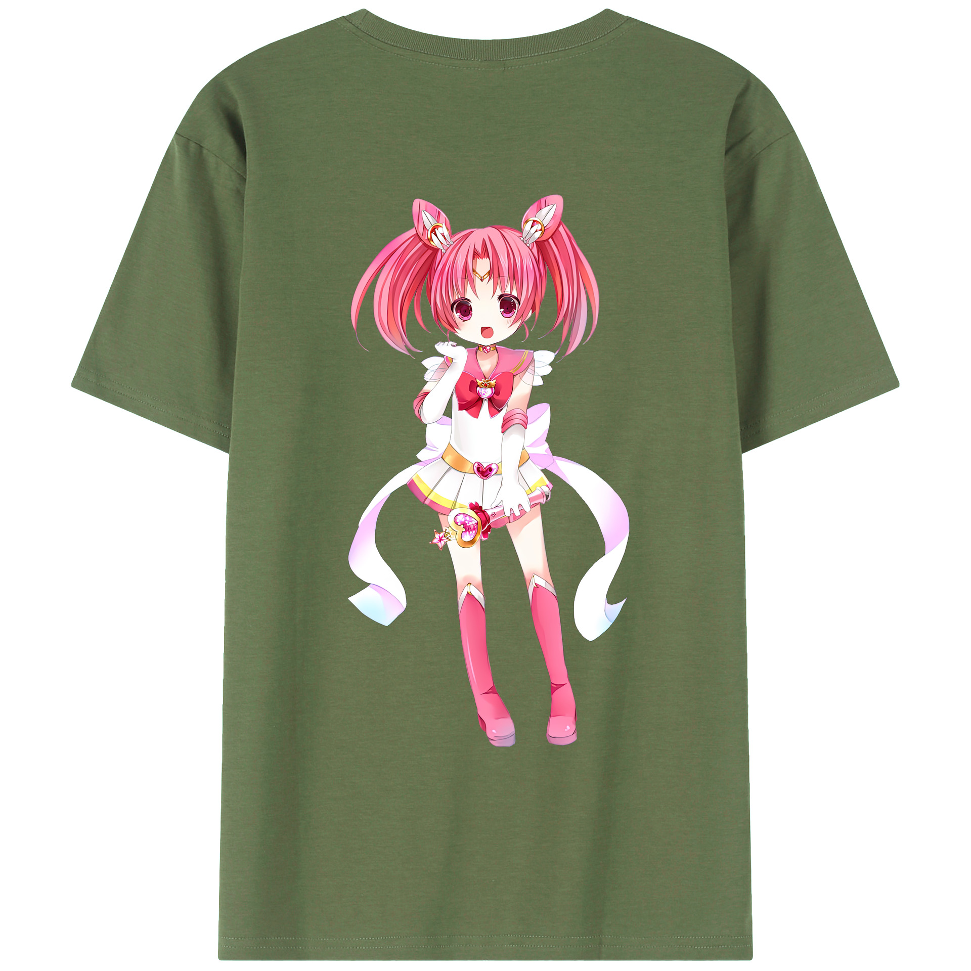 （画像用） 美少女戦士セーラームーン ちびうさ Sailor Moon Chibiusa Tsukino Usagi Small Lady Serenity 綿100％ メンズ半袖Tシャツ（バックプリント） 通気性